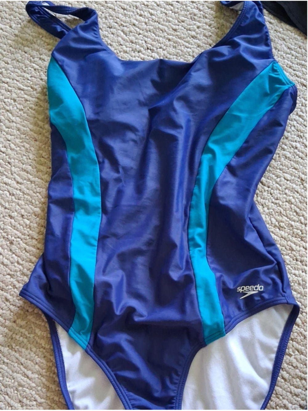 Speedo Navy and Teal Colorblock One-Piece Swimsuit M